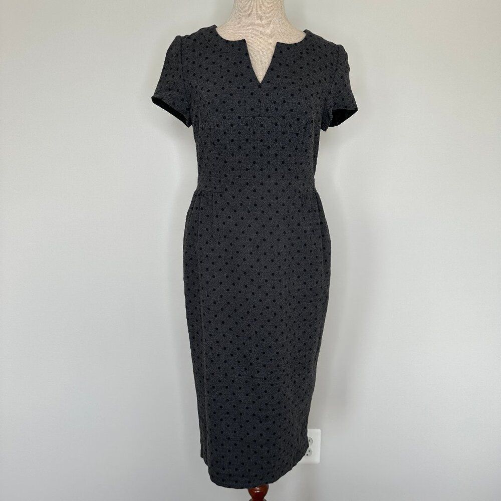 Boden Women's Polka Dot Wool Tulip Gray Dress Size 6L